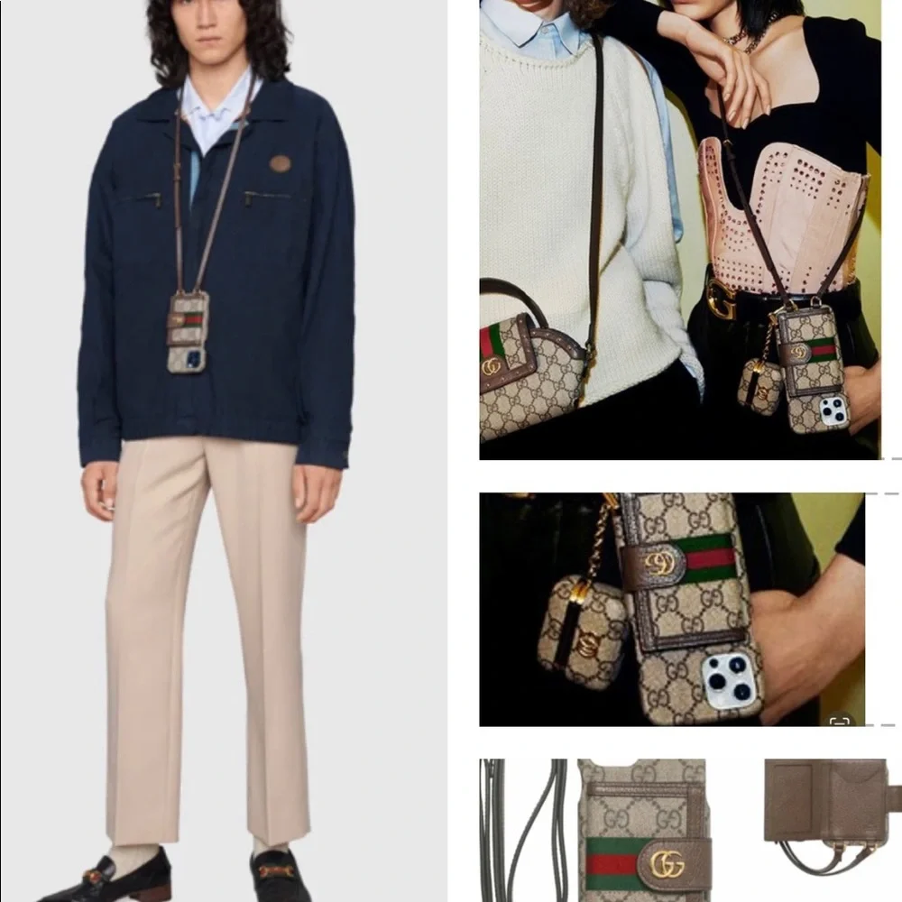 GUCCI UNISEX IPHONE 12 PRO MAX OPHIDIA WALLET CASE ON A LEATHER STRAP - Picture 9 of 16